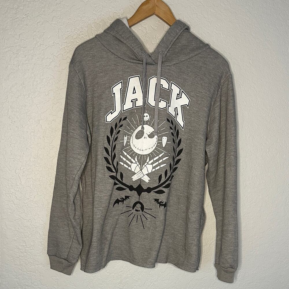 Disney Nightmare Before Christmas Jack Graphic Grey Hoodie Sweatshirt Halloween